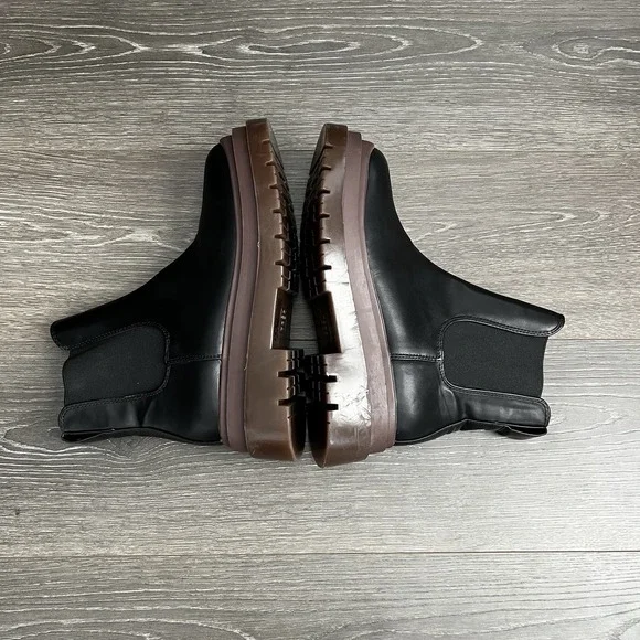 URBAN OUTFITTERS Black Chelsea Faux Leather Combat Platform Chunky Boots 9 40 - Picture 7 of 10